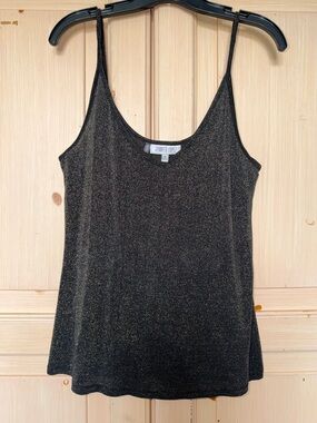 Jennifer Lopez Black Metallic Sparkle Scoop Neck Camisole